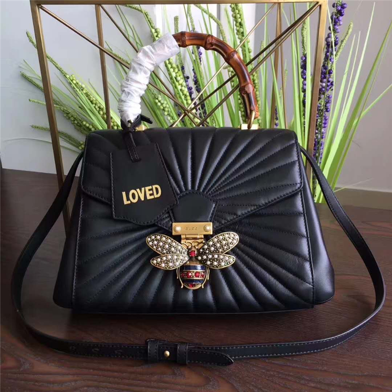 476531 GUCCI Queen Margaret 系列 絎縫皮革 手提包 純黑