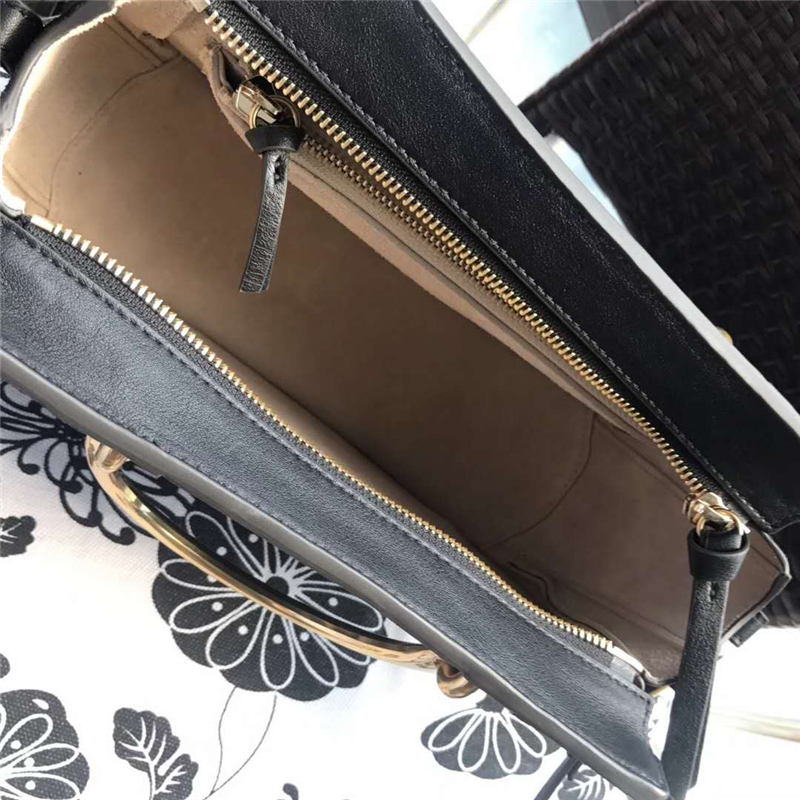 Chloe 蔻依 17新款 Pixie大號女包 牛皮拼磨砂 手提肩包 黑色