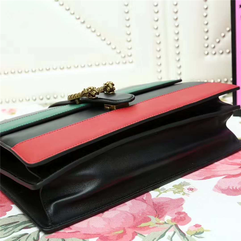 421999 Gucci Dionysus 系列 虎頭扣竹節(jié)提手 手提單肩包 黑色