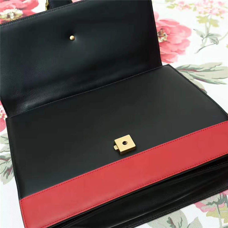 421999 Gucci Dionysus 系列 虎頭扣竹節(jié)提手 手提單肩包 黑色