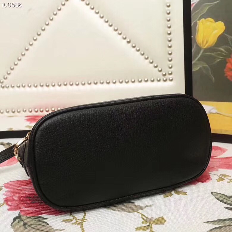 449661 Gucci女包 荔枝紋牛皮 手提斜跨 貝殼包 黑色