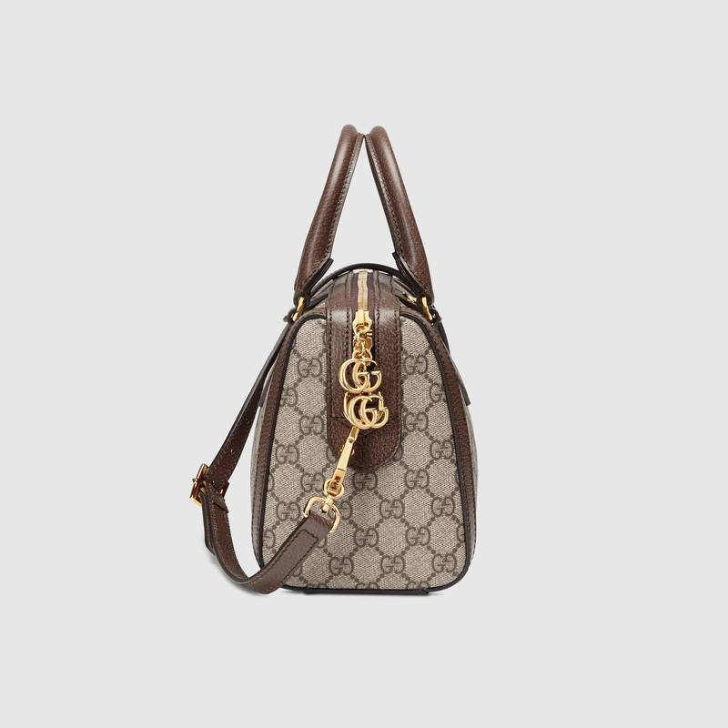 524532 Gucci Ophidia系列 麂皮 條紋織帶 GG波士頓手提包 啡色