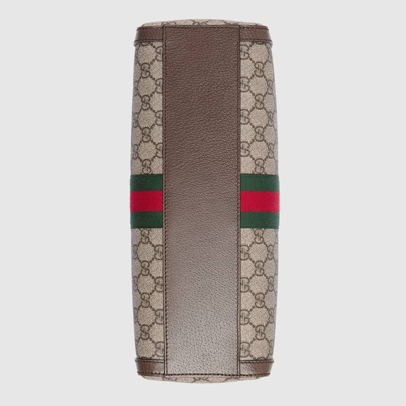 524532 Gucci Ophidia系列 麂皮 條紋織帶 GG波士頓手提包 啡色