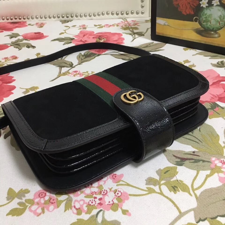 548304 Gucci Ophidia系列 磨砂皮古馳肩包 隔層風琴設計 Gucci手包 黑色