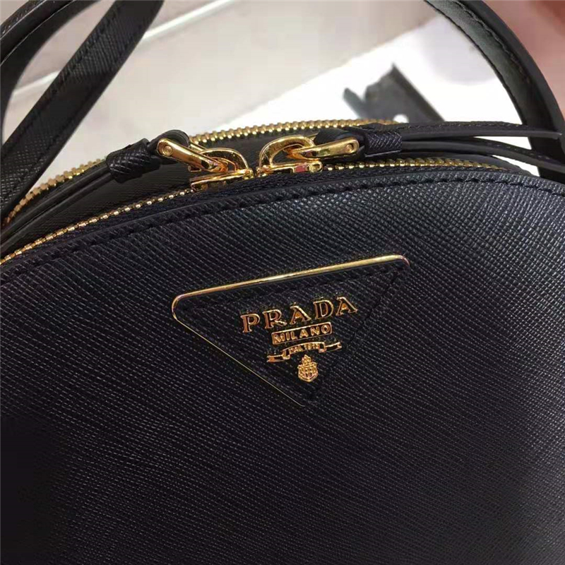 1BH123 Prada女包 Prada手提包 十字紋牛皮 大容量 普拉達月亮包 黑色