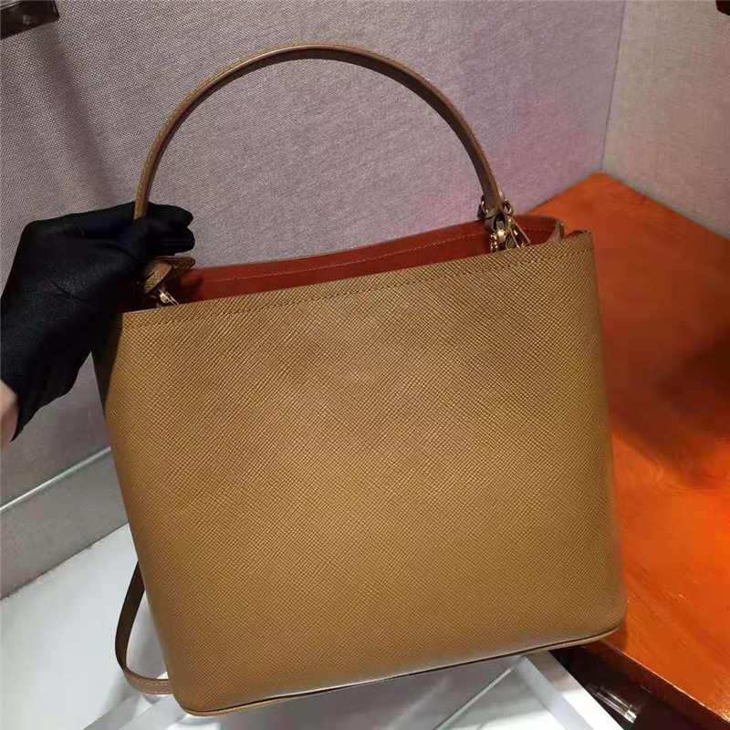 1BA211 Prada New Double手袋 普拉達包包 大號 Prada皮革手提包 黃色