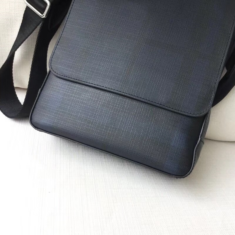 Burberryn男包 煙熏格紋 巴寶莉郵差包 商務休閑 豎款 單肩斜挎包 海軍藍
