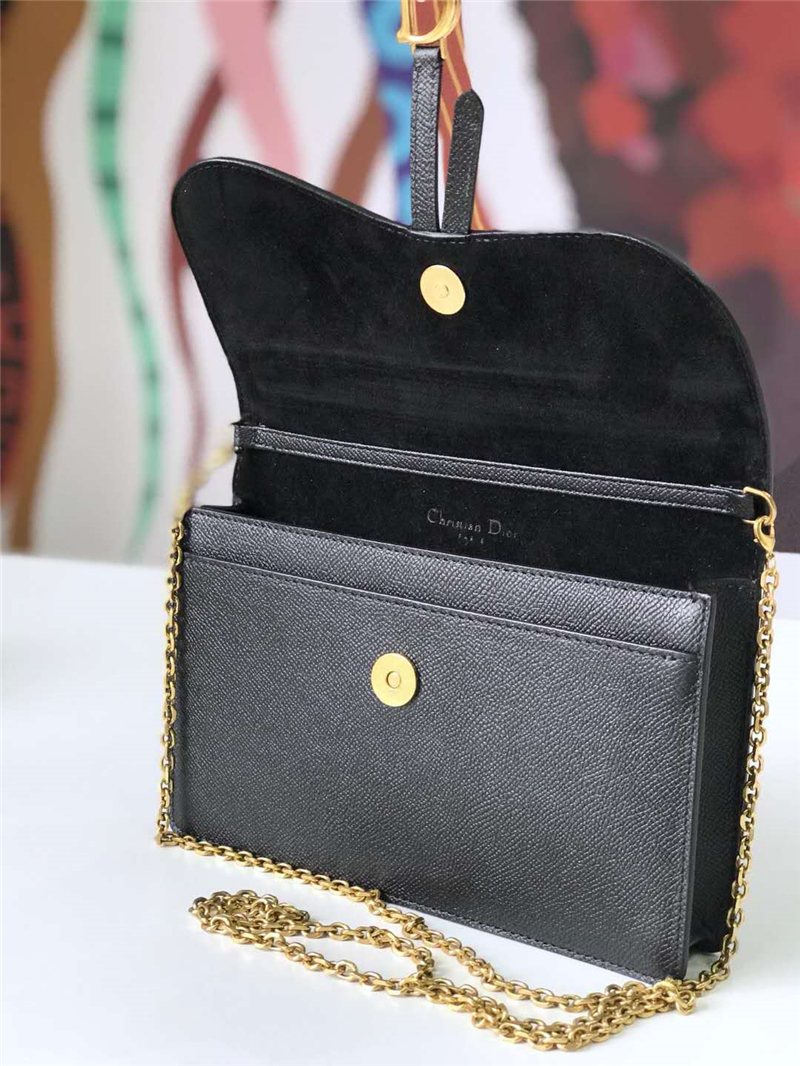M5620 Dior Saddle系列女包 woc包型 小牛皮 迪奧鏈條包 Dior手拿包 黑色