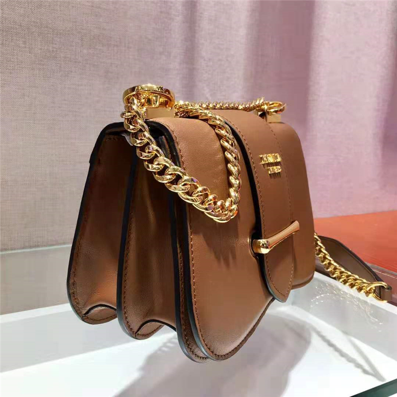 1BD184 Prada Sidonie女包 普拉達手袋 小牛皮 普拉達鏈條包 棕色
