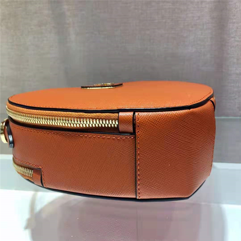 1BH144 Prada Odette女袋 普拉達愛心包 十字紋牛皮 Prada手提袋 橙色
